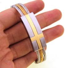 Japanischer und koreanischer Stil Kreuz Silber Gold Schmuck Heißverkauf Edelstahl Schmuck Armband Draht Armreifen